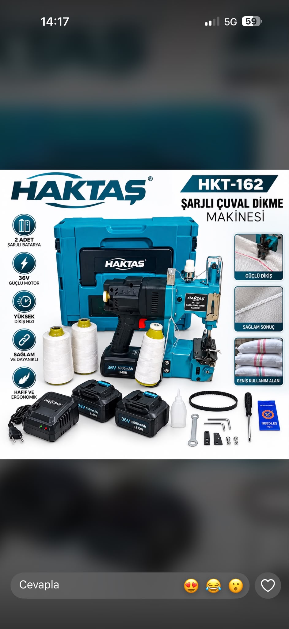 ŞARJLI ÇUVAL DİKME MAKİNESİ